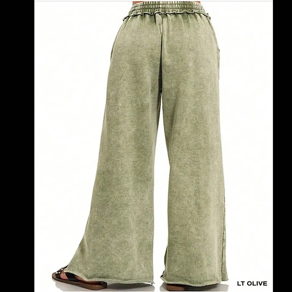 New Zenana Acid Wash Palazzo Sweatpants - Picture 4 of 4